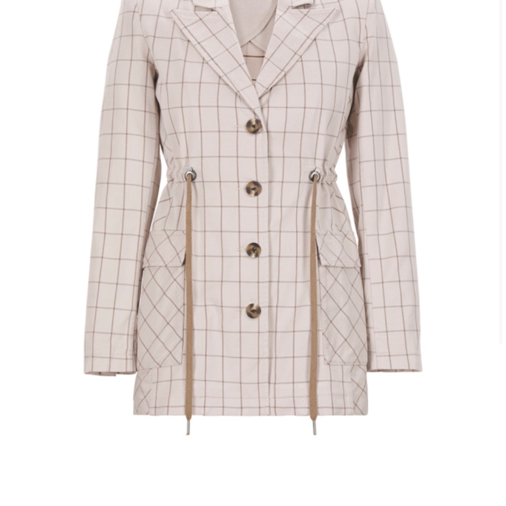 CAbi Cream Blazer Tailored Longline Jacket